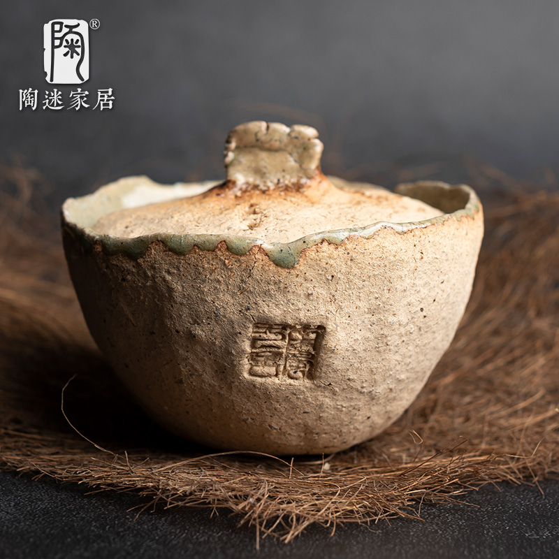 速发手工匣钵复陶盖碗杯0年代粗古茶具吸水壶承手捏品茗8带礼