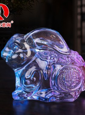 速发淄博琉肖水晶兔子兔件十二生璃玉摆本命年属兔车载生日礼物