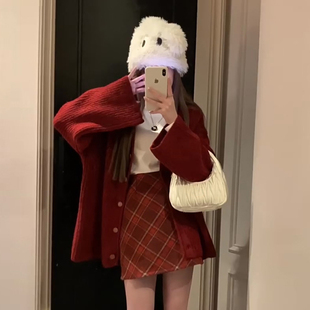 速发深秋冬装搭配一整套外024新款裙年穿搭红色毛衣2套半身新两件