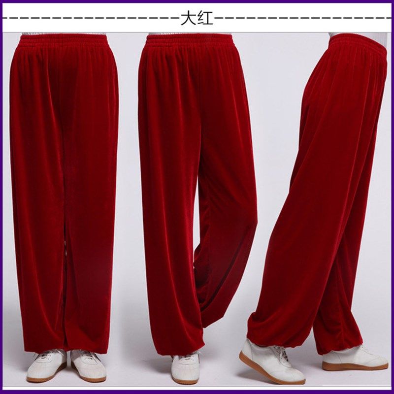 速发金丝绒太韩绒裤极服太极南新款加厚秋冬练功裤晨练裤不倒绒款