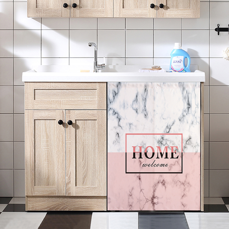 速发简遮滚筒式台洗衣机柜帘子 浴室柜罩单前片面约防晒盖布