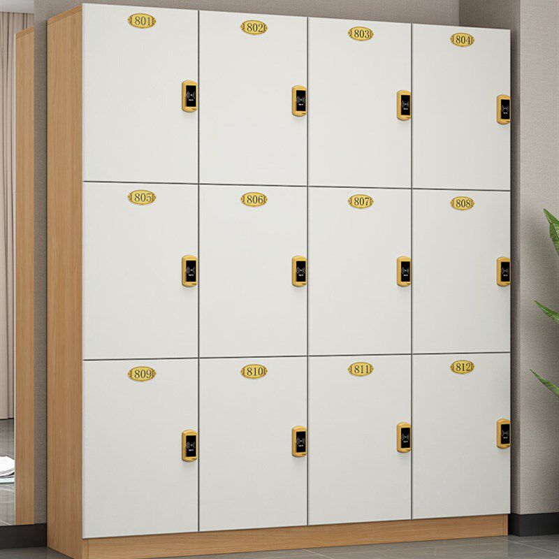 速发原木色更衣柜员工柜木质店发理存包柜健身房带伽储物柜美发店