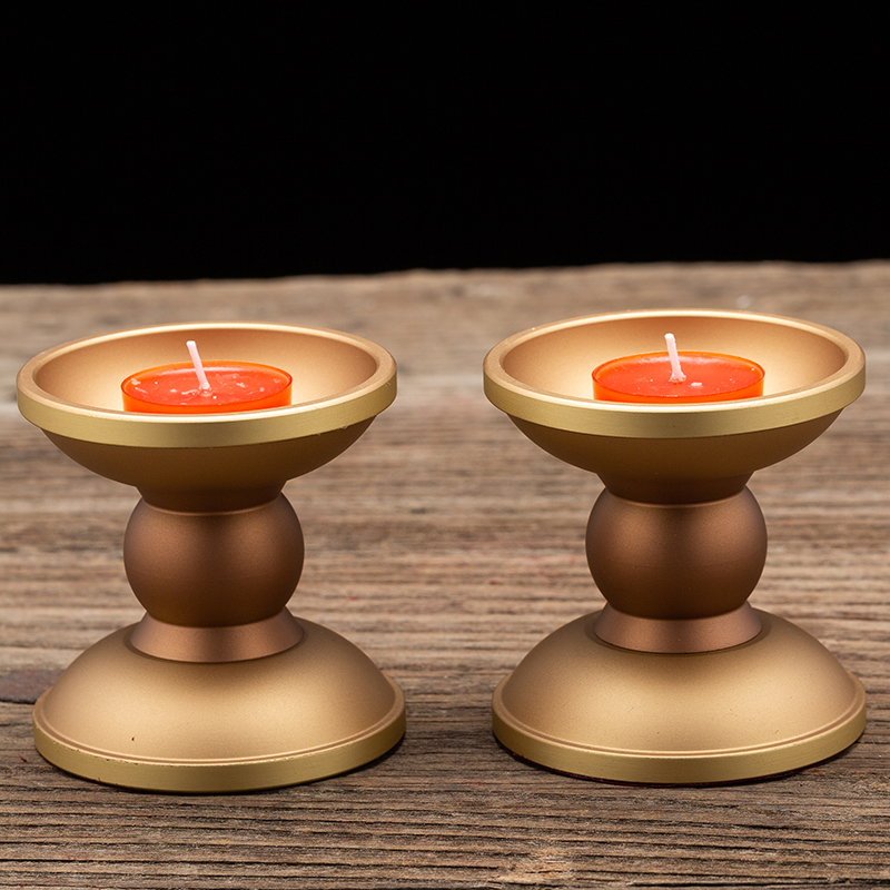 速发纯铜烛台佛前摆件中色复用金式一对放的家古供奉用品蜡台
