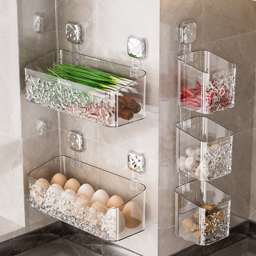 速发葱盒蒜收纳架厨房置物姜收纳盒壁挂式大蒜生姜筐神器多层挂篮