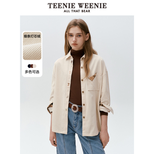 简约风复古灯芯绒衬衣宽松外套 TeenieWeenie小熊女装 时尚 衬衫 秋季