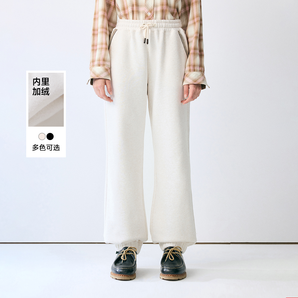 TeenieWeenie小熊女装卫裤2025年秋季新款柔软舒适抽绳刺绣休闲裤