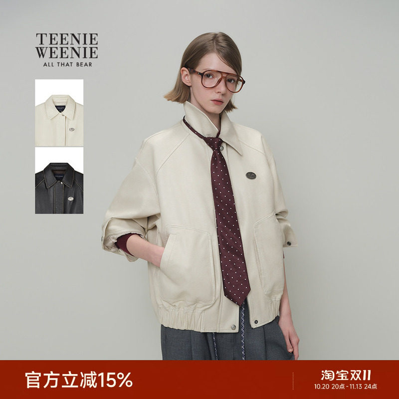 TeenieWeenie小熊女装外套26年春季新款简约时尚复古落肩翻领夹克