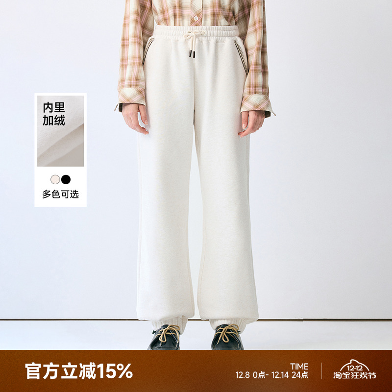 TeenieWeenie小熊女装卫裤2025年秋季新款柔软舒适抽绳刺绣休闲裤