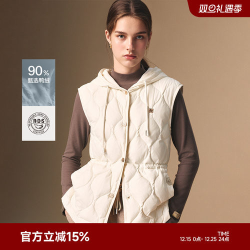 TeenieWeenie小熊羽绒服女装2025年冬季新款时尚无袖舒适轻薄马甲