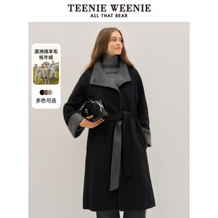 毛呢大衣 澳毛 牦牛绒 TeenieWeenie小熊轻奢感气质双面呢长款
