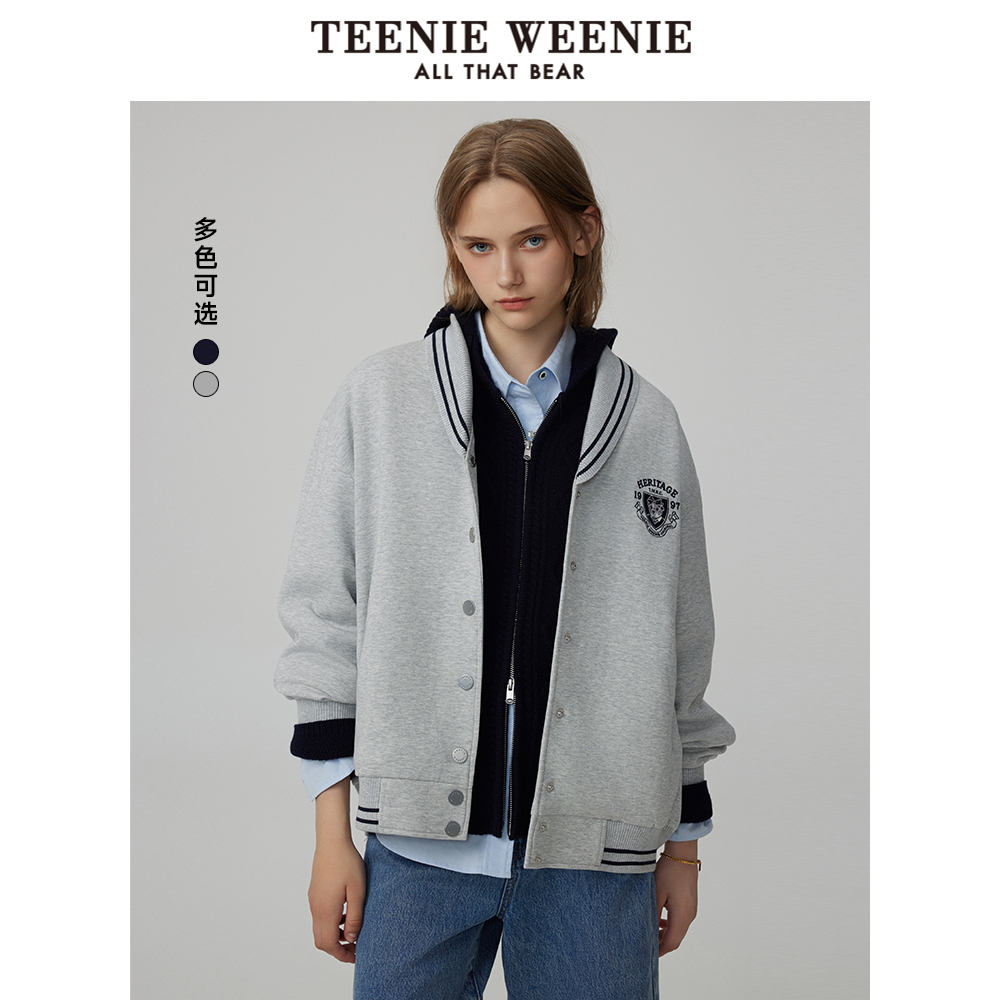 TeenieWeenie小熊秋季v领卫衣开衫外套美式慵懒风复古时尚女上衣