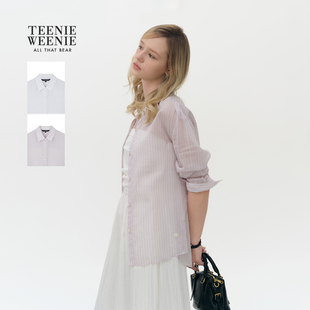 休闲复古潮流舒适宽松条纹上衣 新品 TeenieWeenie小熊女衬衫 26春季