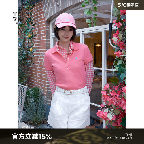 TeenieWeenie小熊女装POLO衫26夏季新款时尚简约修身刺绣短袖T恤