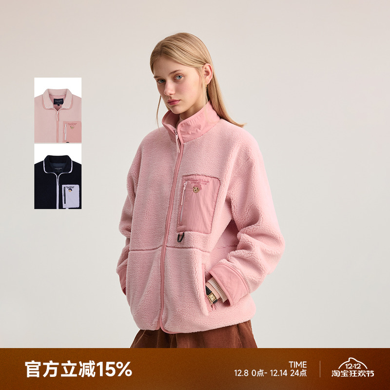 TeenieWeenie小熊女装短外套2025秋季新款温暖舒适加厚摇粒绒上衣