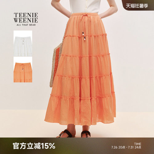 TeenieWeenie小熊女装半身裙26夏季新款时尚休闲浪漫多层大裙摆裙