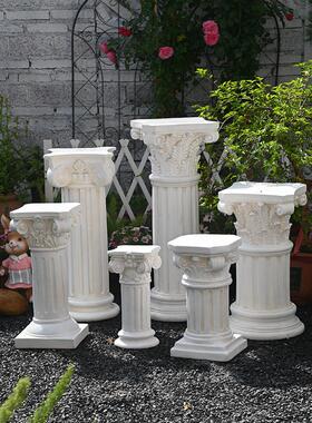 欧式复古罗马柱大摆件落地花园庭院装饰花盆底座婚庆路引拍照道具