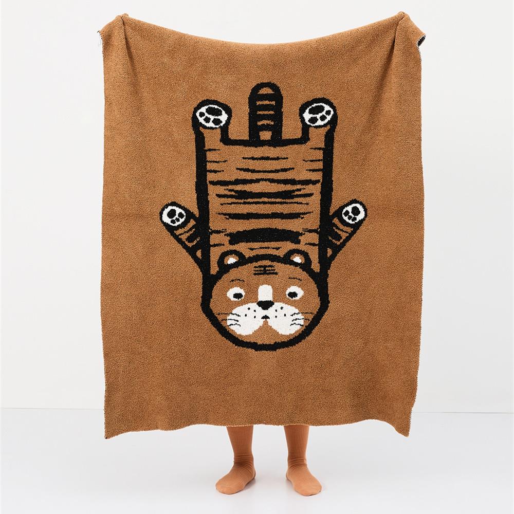 斯堪的纳维亚虎色织半丝绒软毯办公室午睡毯沙发单人休闲毯盖毯