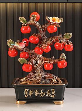 新中式开业乔迁新居送礼品事事如意柿子树摆件玄关酒柜电视柜装饰