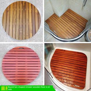 浴室木踏板淋浴房防腐地板洗澡脚垫卫生间实木防滑垫防水地垫圆形