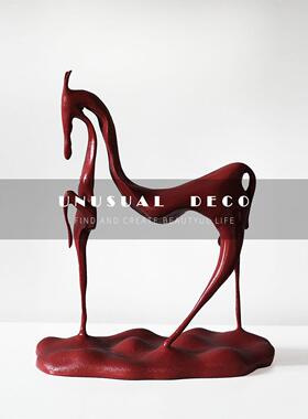 新中式现代抽象镂空骏马雕塑摆件样板房售楼部客厅办公室装饰品