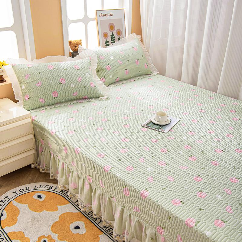 定制榻榻米床盖四季通用纯棉专用床单夹棉绗缝炕单花边防滑大炕盖