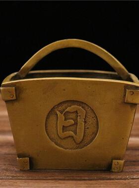 纯铜日进斗金 进宝斗四方纳财斗 家居客厅 柜台玄关装饰品摆