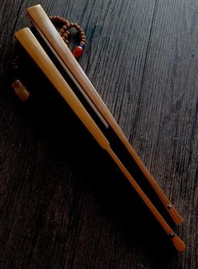 复古老玉竹折扇挑灯头苏工超薄洒金扇面水滴头蓝色黑色宣纸扇古方