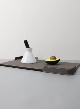 现代简约皮革金属编织纹收纳托盘摆件客厅卧室茶几样板房家居装饰