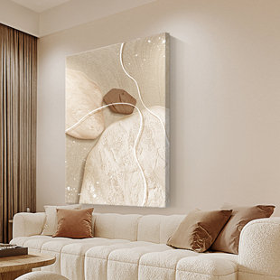 速发奶油风客厅沙发背景墙挂画石来饰转玄关装画运侘寂风走廊过道