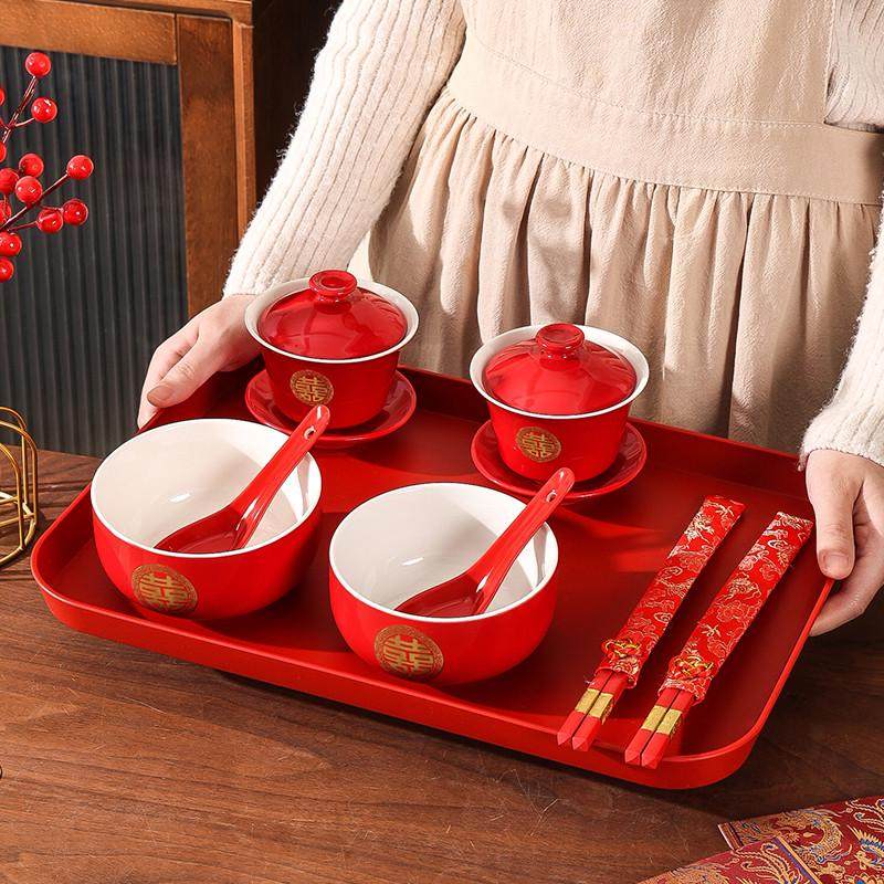 喜碗结婚对碗筷勺套装红色一对陶瓷碗女方陪嫁专用饺子碗婚庆用品,节庆用品/礼品,喜碗/敬茶杯,淘宝优惠券,粉丝福利购,淘宝优惠卷
