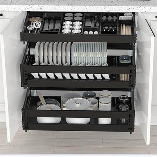 浅拉篮300 350 400深500碗篮550抽屉式800橱柜拉篮600碗碟锅拉篮