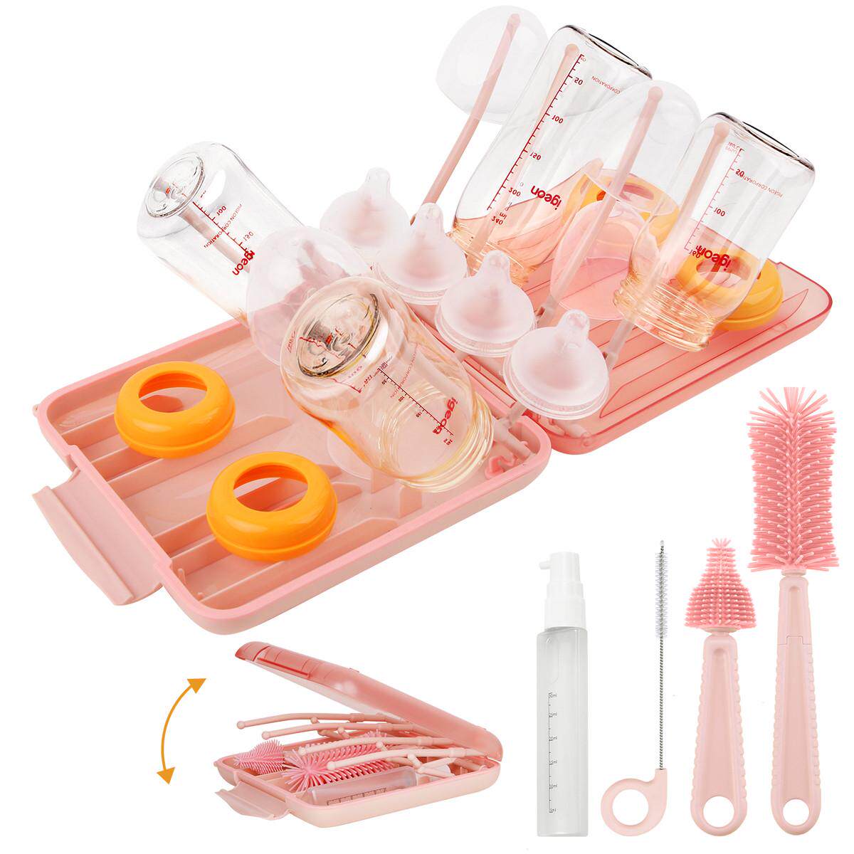 丘可便携奶瓶刷套装待产包新生儿硅胶耐高温清洁刷奶嘴吸管刷6件