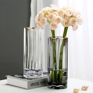 饰 鲜花玻璃花瓶透明插花干花百合水养客厅餐桌创意摆件简约北欧装