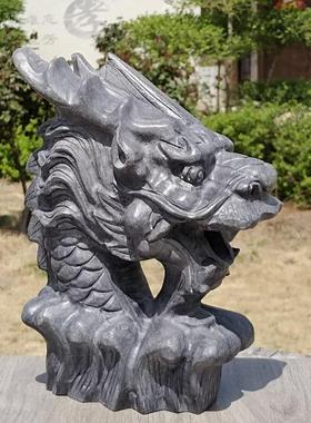 z54g青石雕刻石头龙头摆件吐水喷水流水庭院花园假山景观出水水池