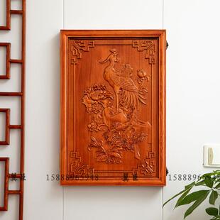 新中式光纤多媒体强弱电闸表盒壁挂画遮挡箱客厅木质电表箱装饰画