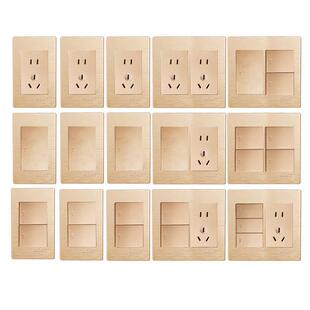 120型开关面板十孔插座10孔五孔香槟金墙壁插座100空白5暗装模块