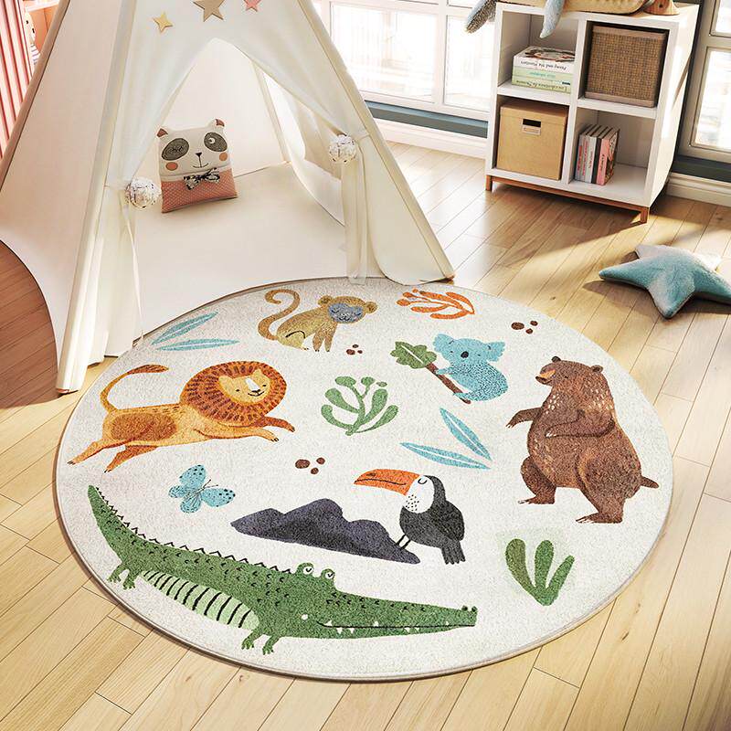 可爱兔年圆形地毯儿童房间床边满茶几客厅卧室地前沙发铺床垫毯