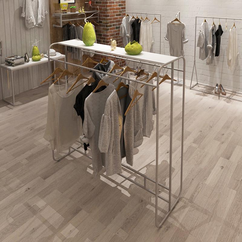 服装店展示架中岛架银色女服装架简约货架流水台展示架落地陈列