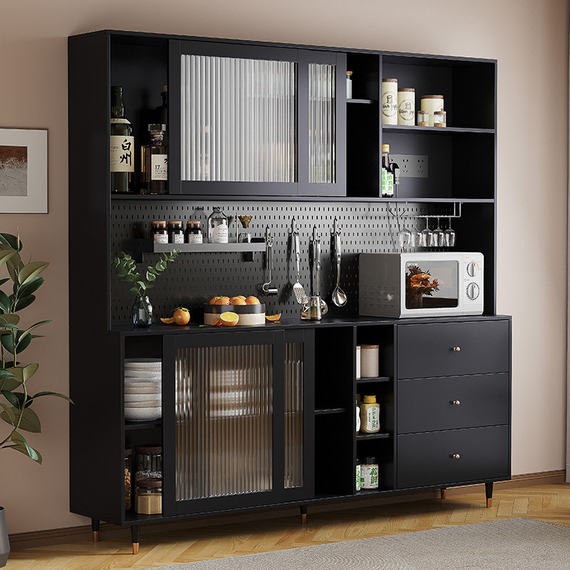 实木客厅餐边柜酒柜一体靠墙高柜大容量碗柜储物柜黑色复古茶水柜,住宅家具,餐边柜,淘宝优惠券,粉丝福利购,淘宝优惠卷