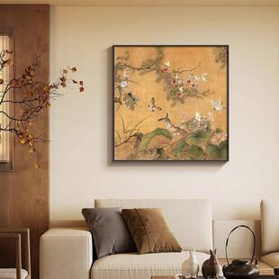 覆古花鸟客厅装饰画 画法式中古风饭厅组合挂画 画卧室床头主卧房