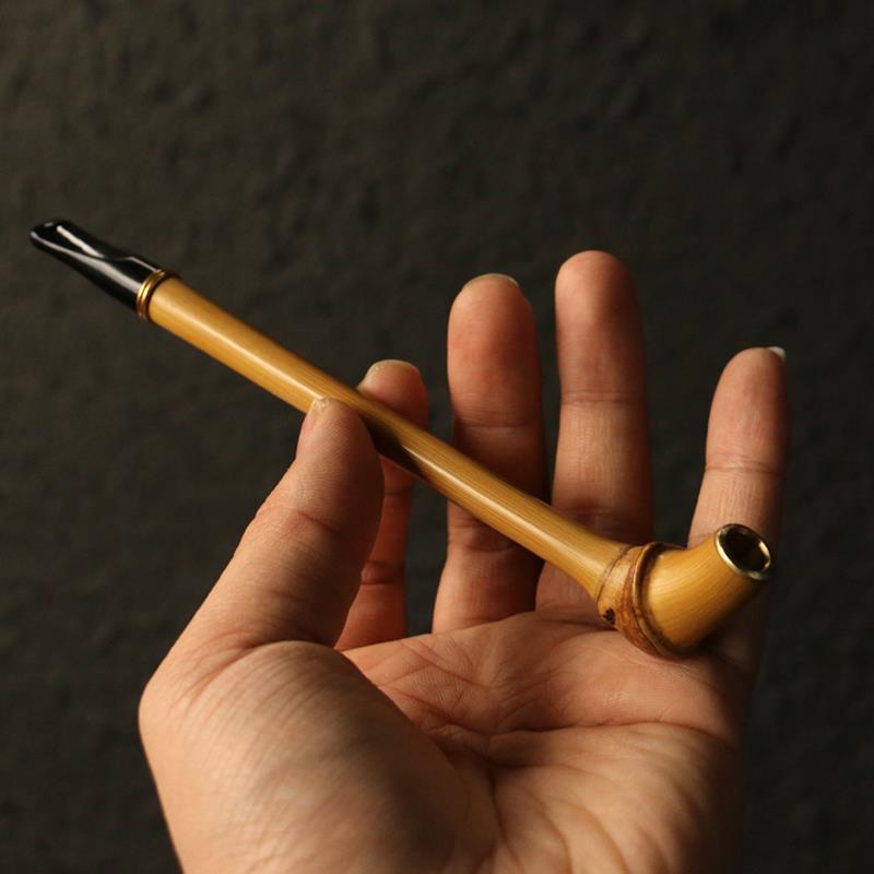 精品纯手工制作天然异形竹节筇竹烟嘴竹雕竹制过滤嘴小烟斗粗烟款