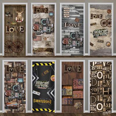 复古怀旧木门翻新贴纸自粘防水不透衣柜推拉门工创意贴画移除无胶