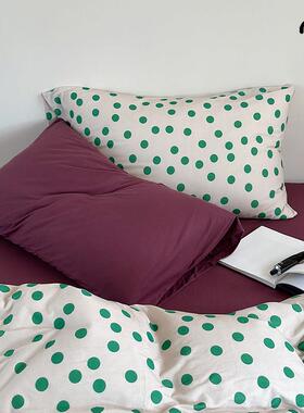 Minimal Concept【薄荷波点】小清新圣诞限定款绿色针织棉四件套4