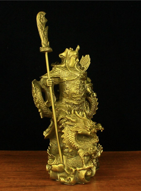 极速纯铜武圣g关公铜像摆件武财神关公像骑龙武圣关帝铜器办公室