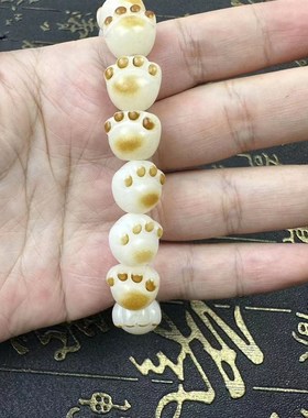 极速白玉菩提猫h爪手串学生盘玩菩提根男女款手串单圈文玩绕指柔