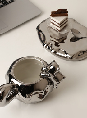 极速装饰推荐可爱insr风陶瓷杯情侣银色马克杯咖啡杯水杯下午茶杯