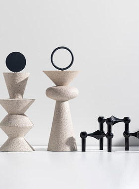 新品装饰推荐创意砂岩摆件树脂轻奢样板房台M面软装饰品家居客厅