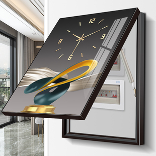极速厂新电表g箱装饰画带钟表竖款时钟竖版配电箱遮挡挂画开关盒