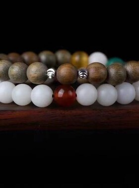 极速天然阿根廷绿檀木佛珠双圈手串玉G檀香文玩手链念珠女士小清