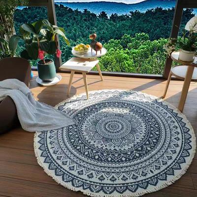 极速New Datura Ethnic Style Carpet Floor Mat TassUel Round C
